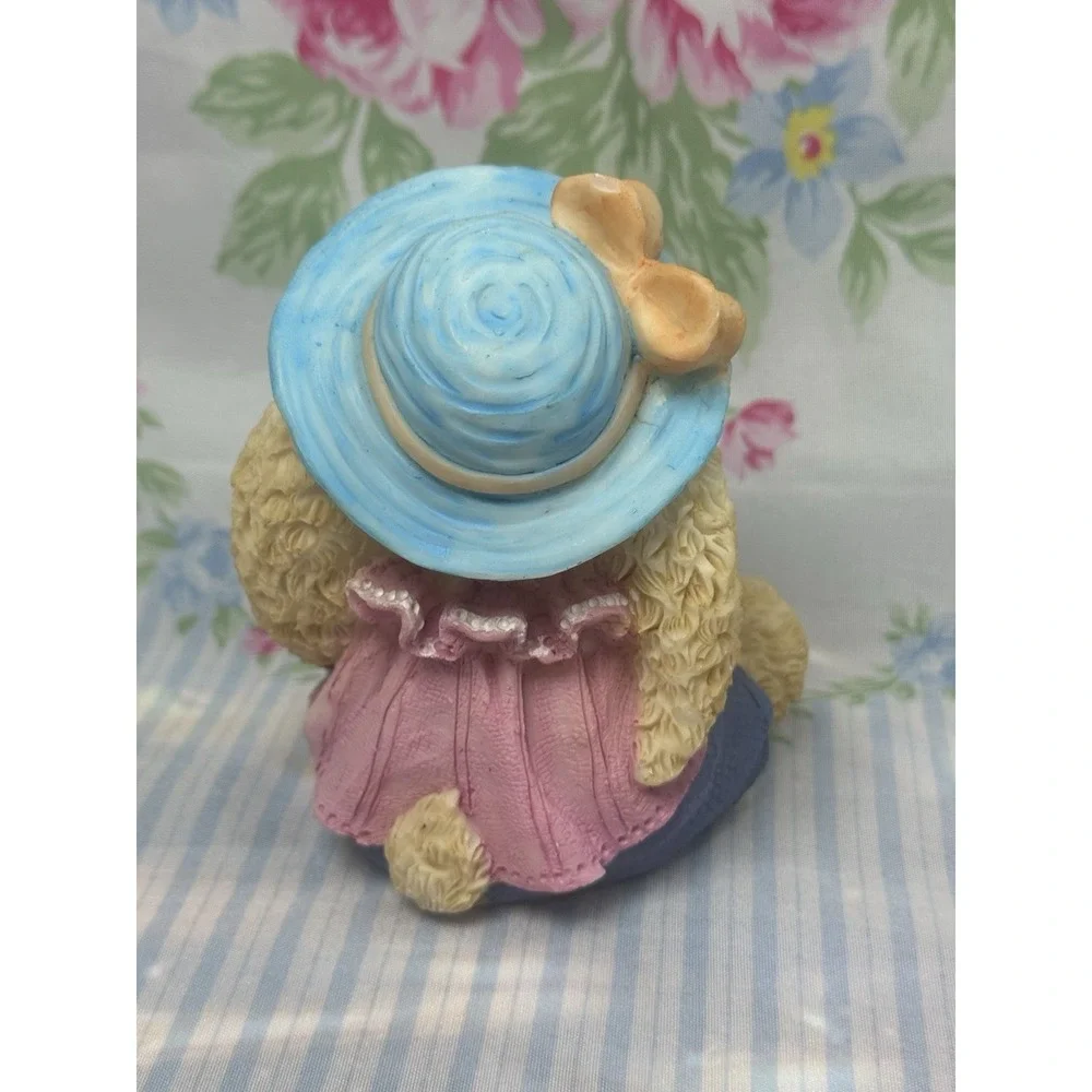 K's Collection Bunny Rabbit Figurine w/‎ Baby & Flowers Hat Resin Easter 4